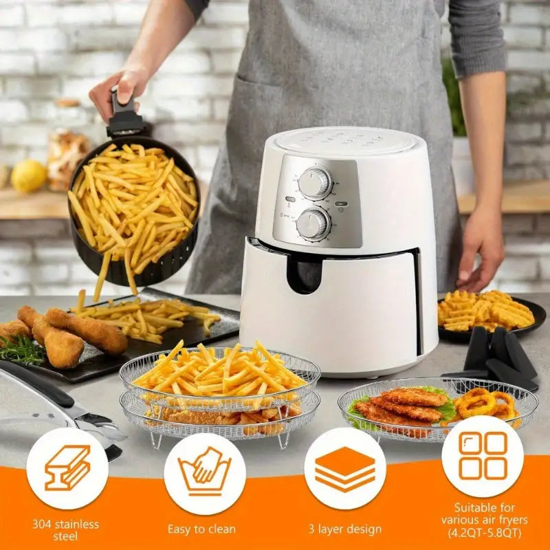 Stainless Steel Air Fryer Basket Set 3Pcs | Delivery: 5 to 10 business days | Limited stocks available | Hurry before Sold Out