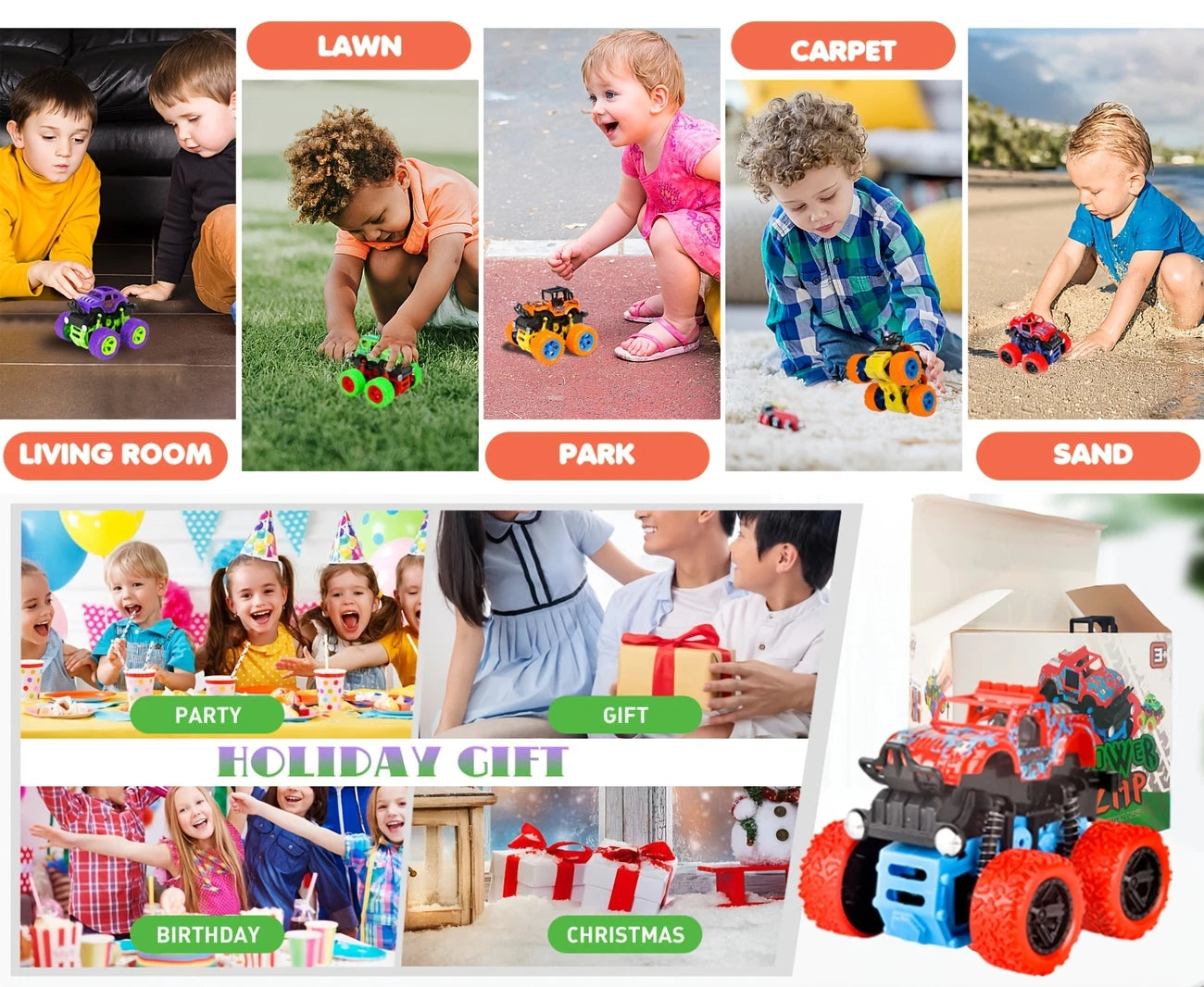 4pcs Friction-Powered Monster Trucks for Kids | Delivery: 7 to 10 business days | Limited stocks available | Hurry before Sold Out
