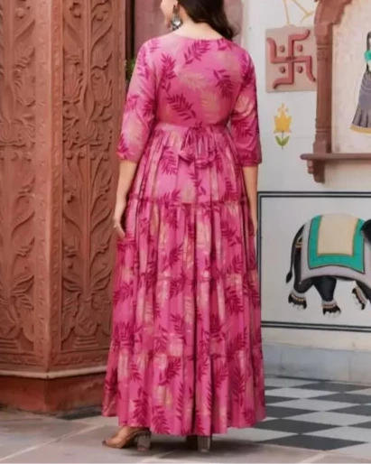 Embroidered Viscose Rayon Stitched Anarkali Gown (Color Variants)-KYAMSTORE