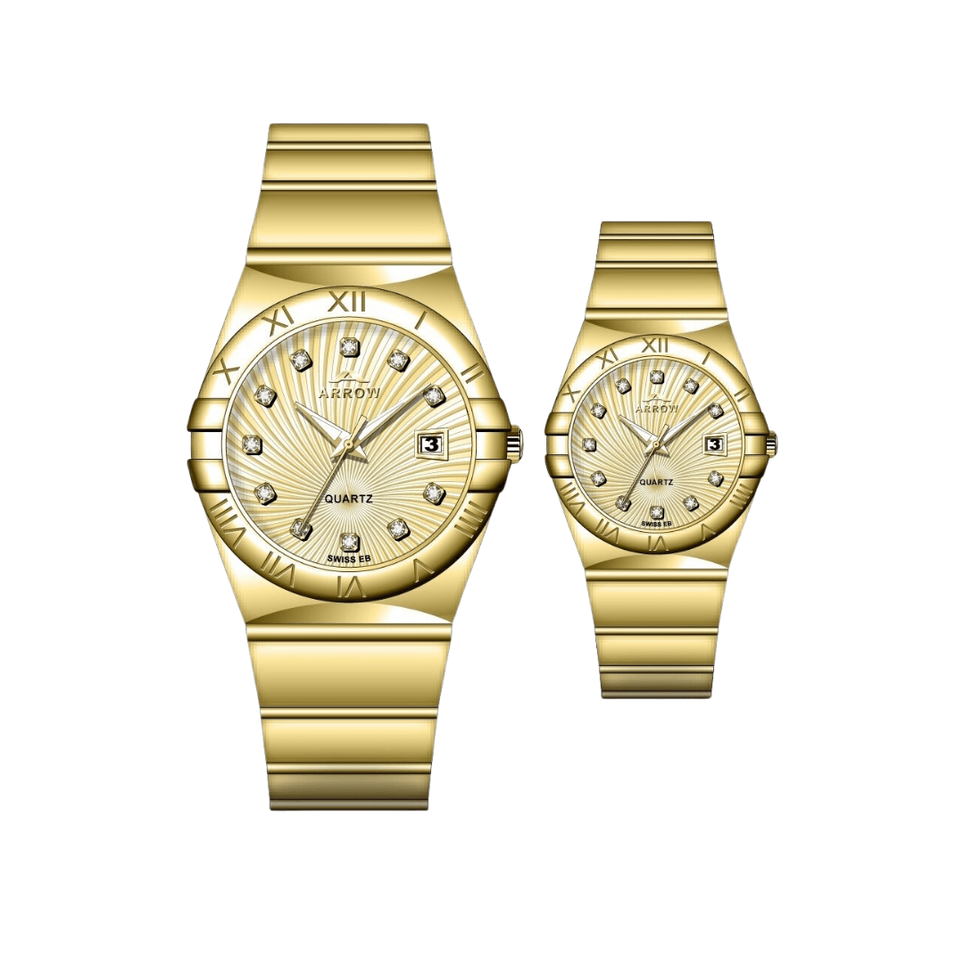 ARROW Premium Analog Couple Watch with Date Display | Colour Gold (5908)-KYAMSTORE