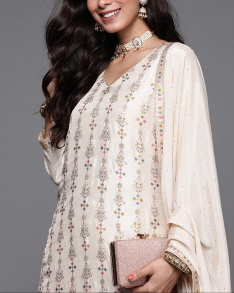 Women Ethnic Motifs Regular Kurta with Trousers & Dupatt-KYAMSTORE