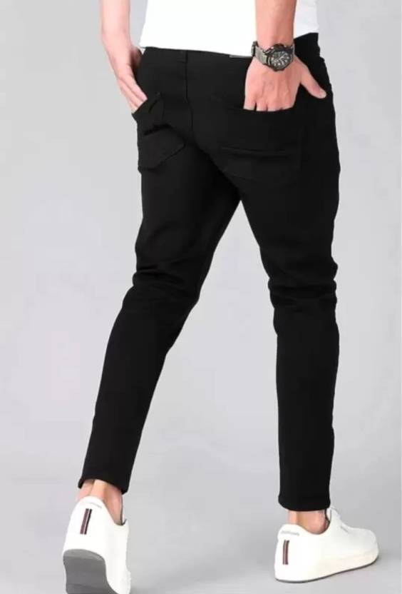 Men Regular Mid Rise Black Jeans-KYAMSTORE