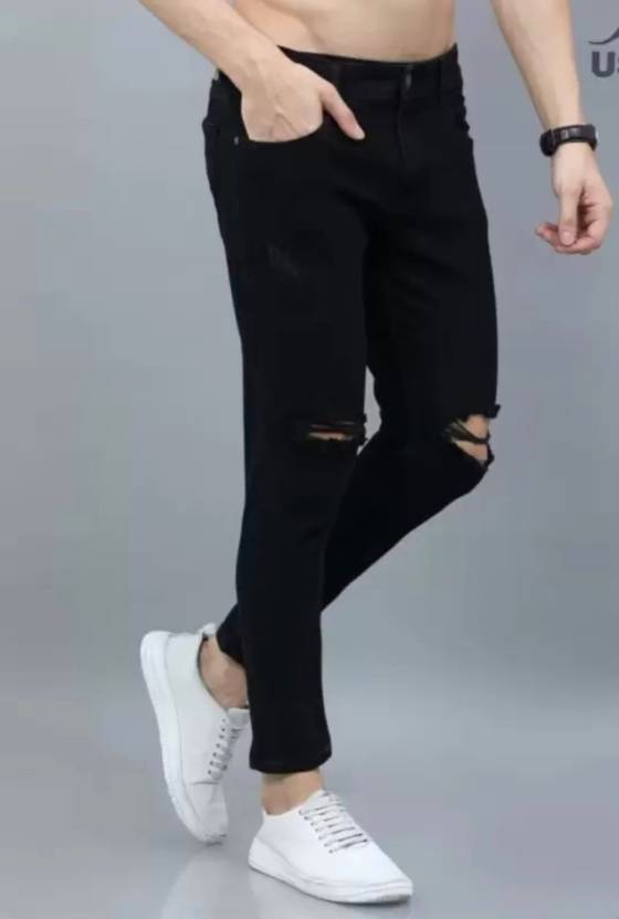 Men Regular Mid Rise Black Jeans-KYAMSTORE
