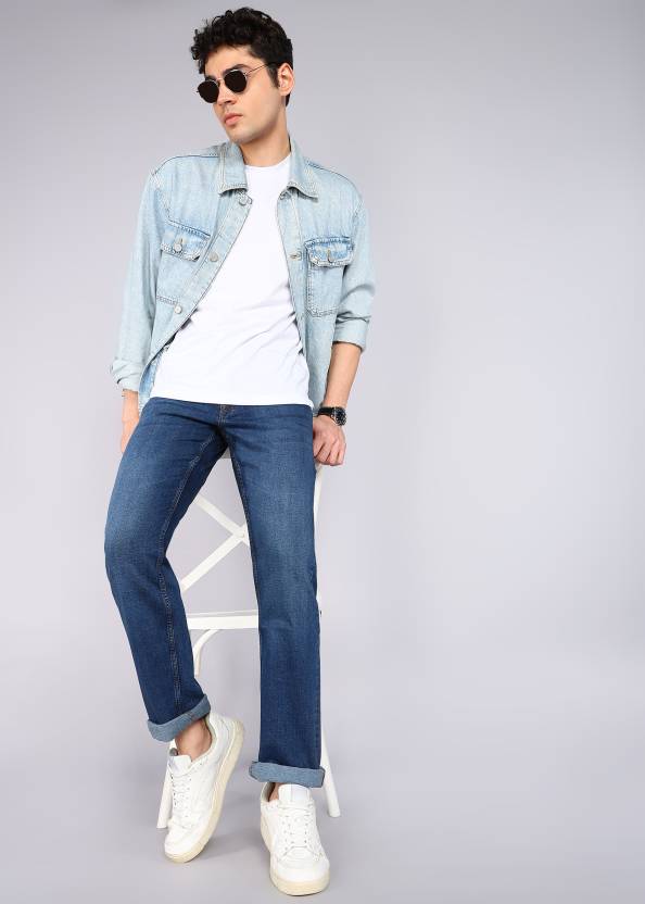 Men Regular Low Rise Blue Jeans-KYAMSTORE