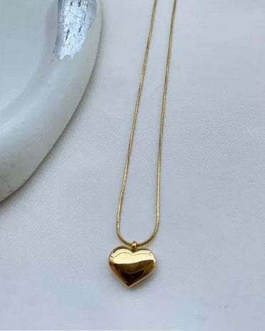 Anti-Tarnish Gold Plated Heart Pendant with Chain Gold-plated Stainless Steel Pendant-KYAMSTORE