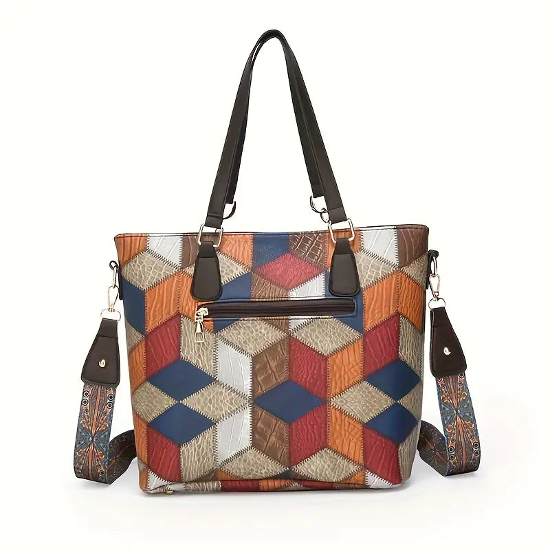 Fashionable Mixed Color Faux Leather Tote Bag Set | Delivery: 7 to 10 business days | Limited stocks available | Hurry before Sold Out