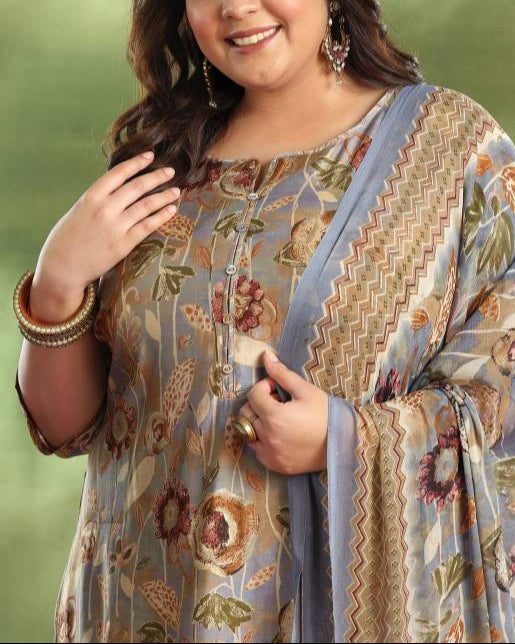 Women Silk Blend Kurta Palazzo Dupatta Set-KYAMSTORE