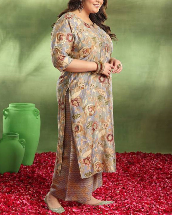 Women Silk Blend Kurta Palazzo Dupatta Set-KYAMSTORE