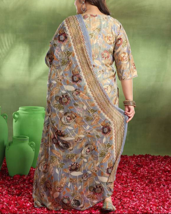 Women Silk Blend Kurta Palazzo Dupatta Set-KYAMSTORE