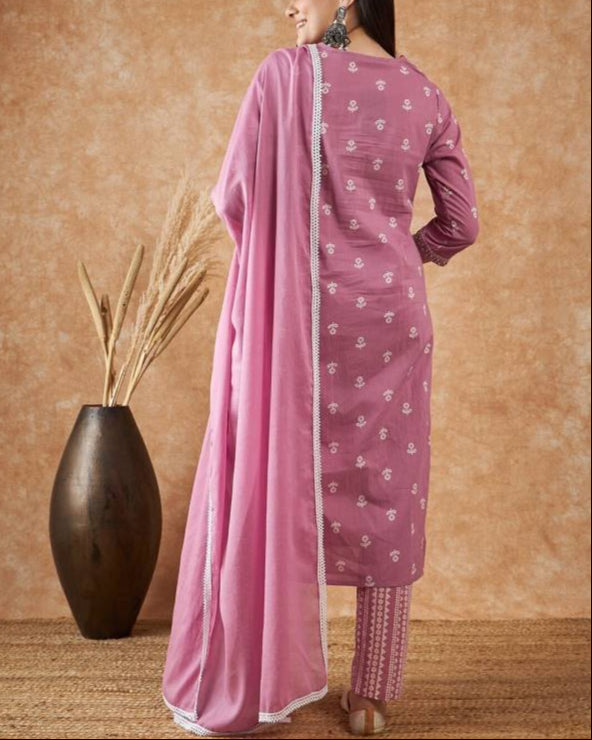 Women Viscose Rayon Kurta Pant Dupatta Set-KYAMSTORE
