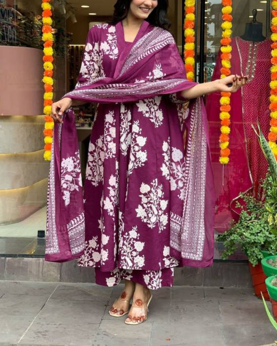 Women Cotton Rayon Kurta Pant Dupatta Set-KYAMSTORE