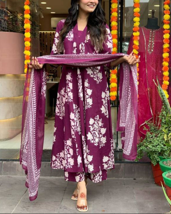 Women Cotton Rayon Kurta Pant Dupatta Set-KYAMSTORE