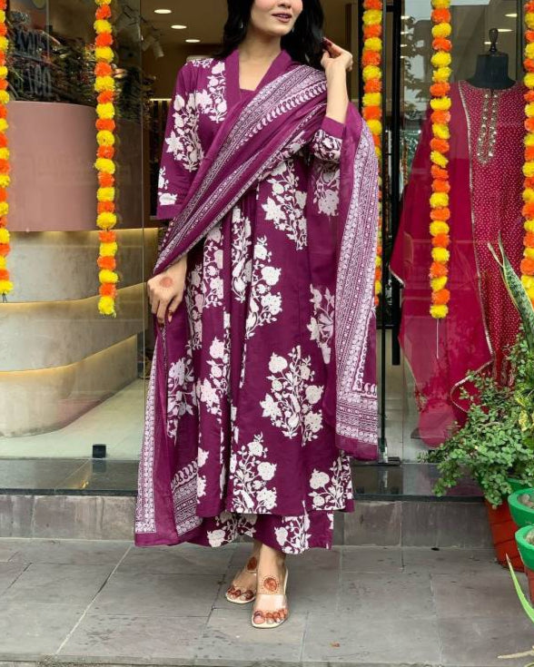 Women Cotton Rayon Kurta Pant Dupatta Set-KYAMSTORE