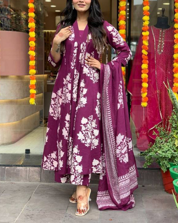 Women Cotton Rayon Kurta Pant Dupatta Set-KYAMSTORE