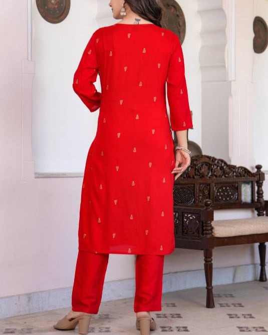 Women Viscose Rayon Kurta Pant Dupatta Set-KYAMSTORE