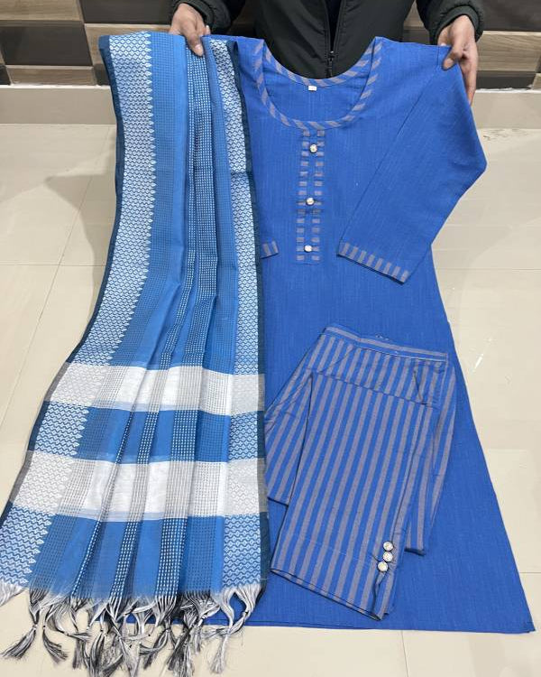 Women Pure Cotton Kurta Pant Dupatta Set-KYAMSTORE
