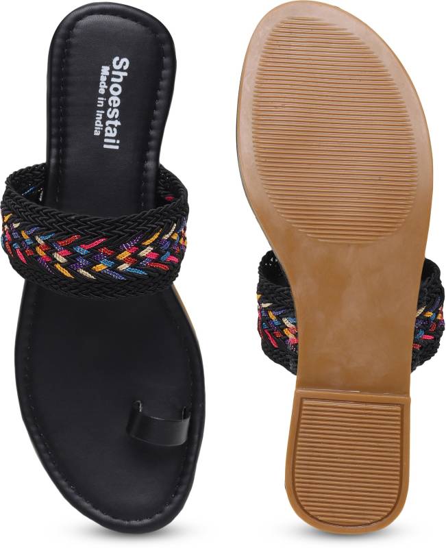 Women Flats Sandal Black-KYAMSTORE