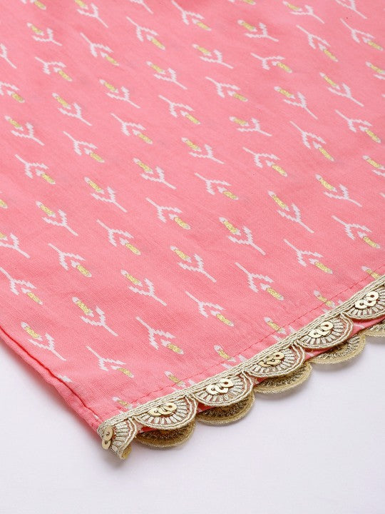 Women Ethnic Motifs Embroidered Pure Cotton Kurta With Palazzos & With Dupatta-KYAMSTORE