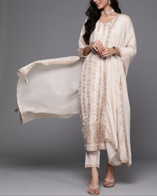 Women Ethnic Motifs Regular Kurta with Trousers & Dupatt-KYAMSTORE