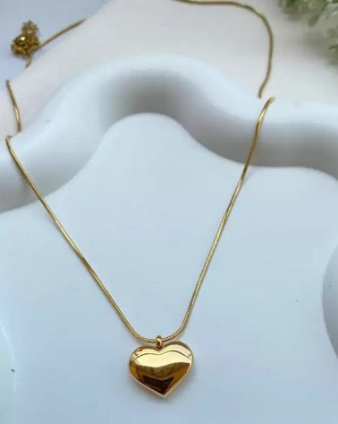 Anti-Tarnish Gold Plated Heart Pendant with Chain Gold-plated Stainless Steel Pendant-KYAMSTORE