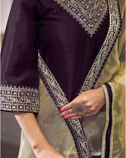 Women Silk Blend Kurta Pant Dupatta Set-KYAMSTORE