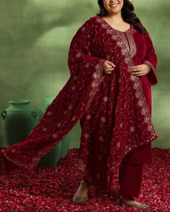 Women Silk Blend Kurta Palazzo Dupatta Set-KYAMSTORE