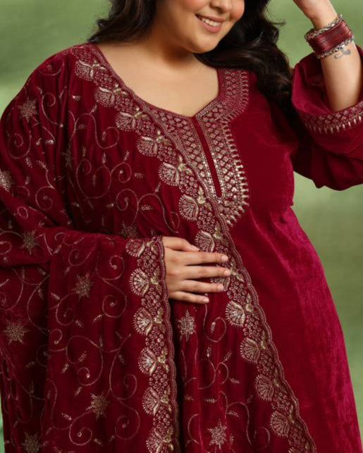 Women Silk Blend Kurta Palazzo Dupatta Set-KYAMSTORE
