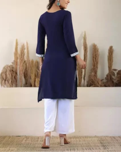Women Cotton Rayon Kurti Palazzo Set (Colors Variants)-KYAMSTORE