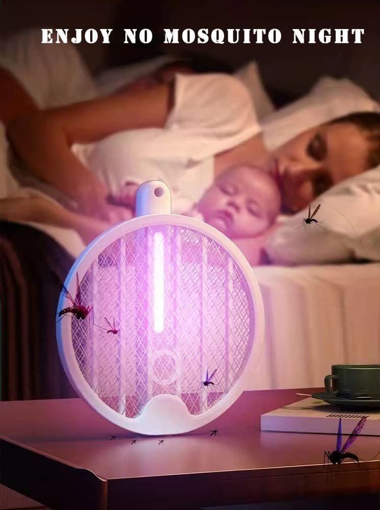 2 in 1 Fly Swatter Electric Rechargeable Mosquito Killer Lamp