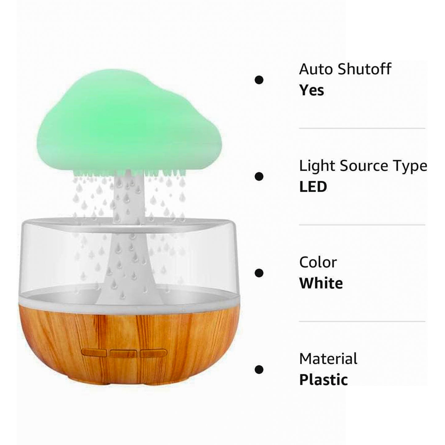 مرطب سحابة المطر، ضوء ليلي على شكل سحابة مطر، مرطب موزع مع 7 ألوان من مصابيح LED
