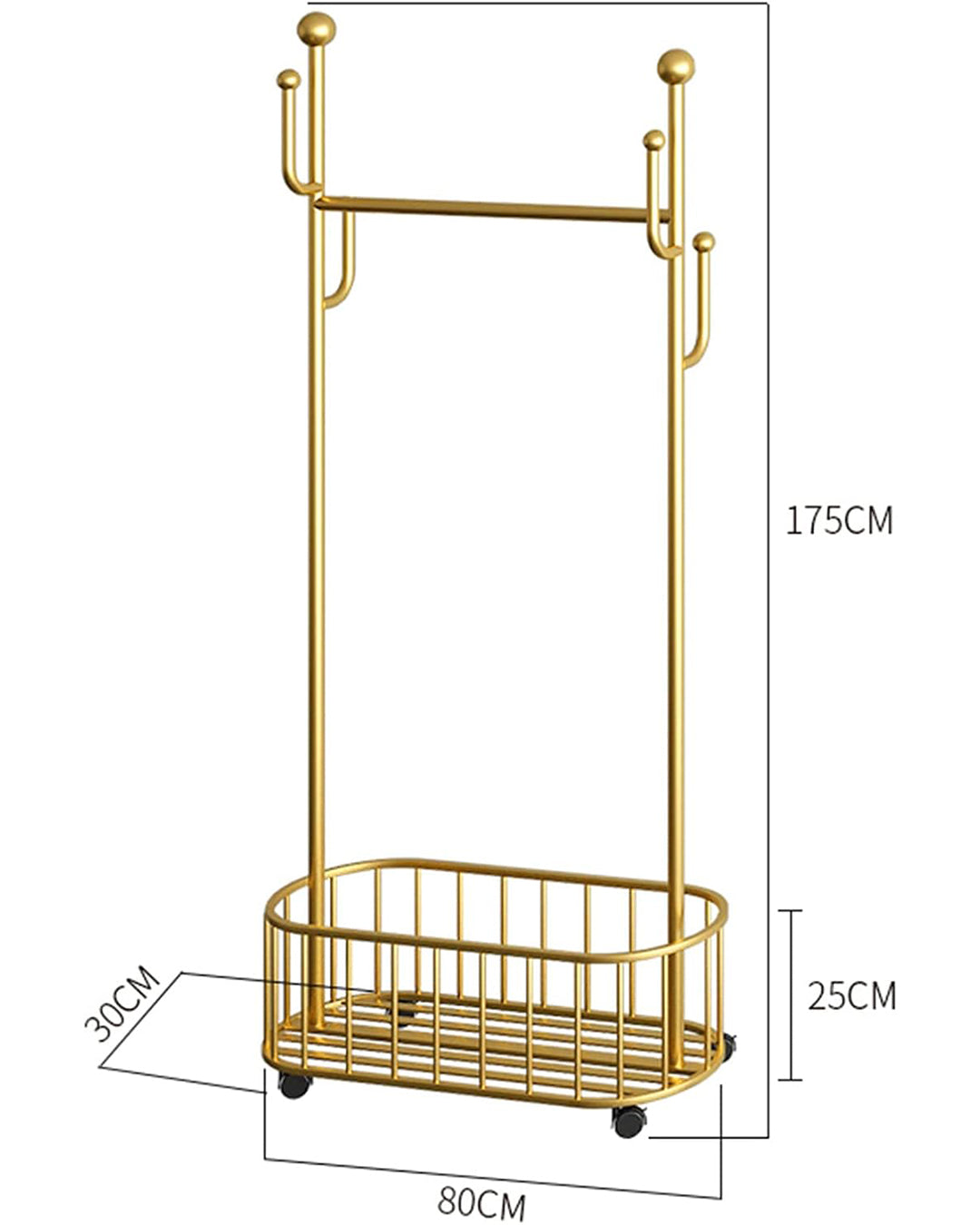 Heavy Clothing Rails Home Bedroom Balcony Movable Hanger with Hooks
