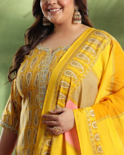 Women Silk Blend Kurta Palazzo Dupatta Set-KYAMSTORE