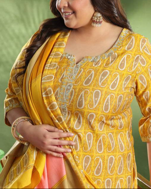 Women Silk Blend Kurta Palazzo Dupatta Set-KYAMSTORE