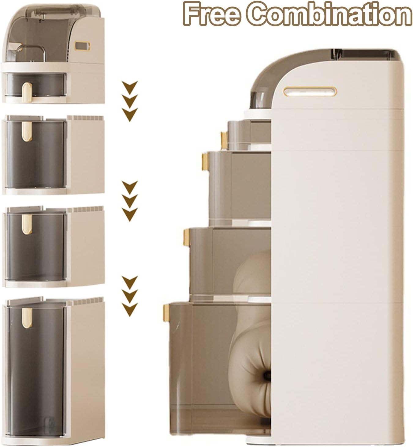 4-Tiers Bathroom Floor Cabinet Narrow Slim Gap Tower Organizer Side Rolling