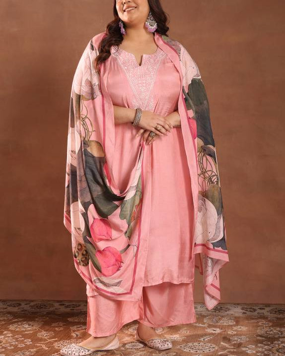 Women Silk Blend Kurta Palazzo Dupatta Set-KYAMSTORE