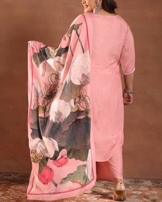 Women Silk Blend Kurta Palazzo Dupatta Set-KYAMSTORE