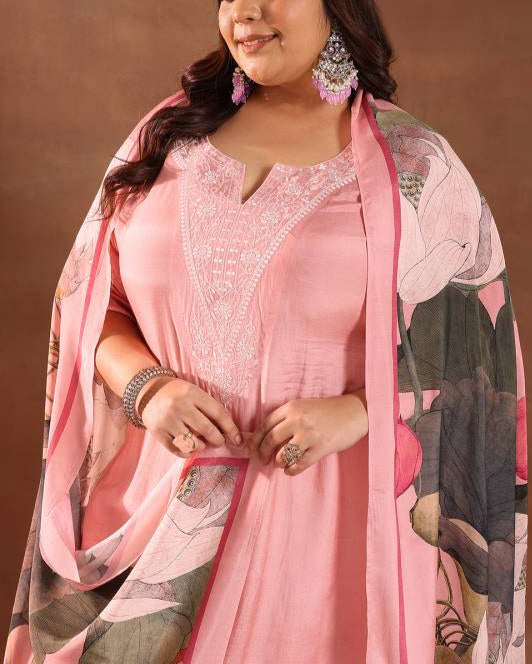 Women Silk Blend Kurta Palazzo Dupatta Set-KYAMSTORE