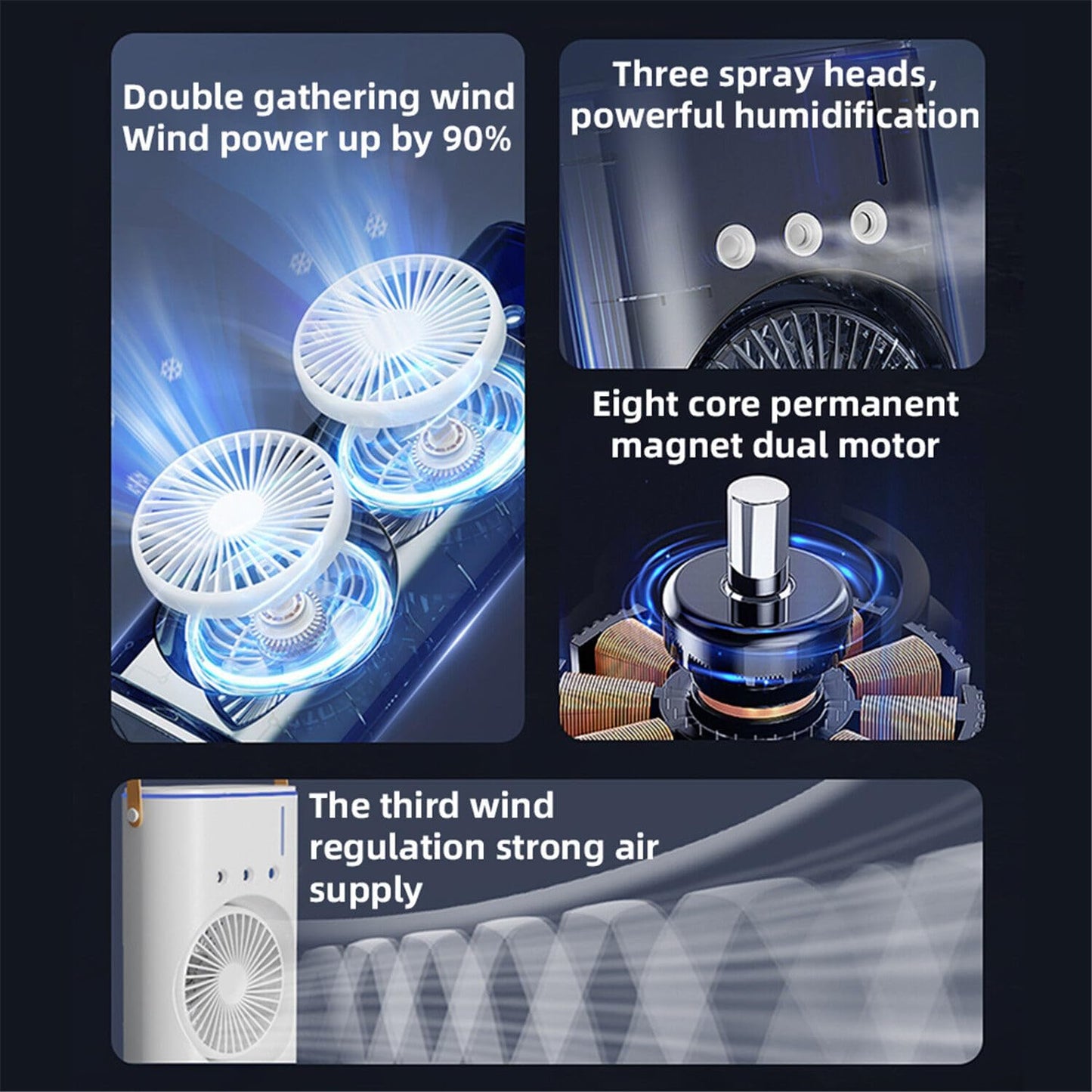 Double head tower fan with control humidifier | Delivery: 2 to 3 business days | Limited stocks available