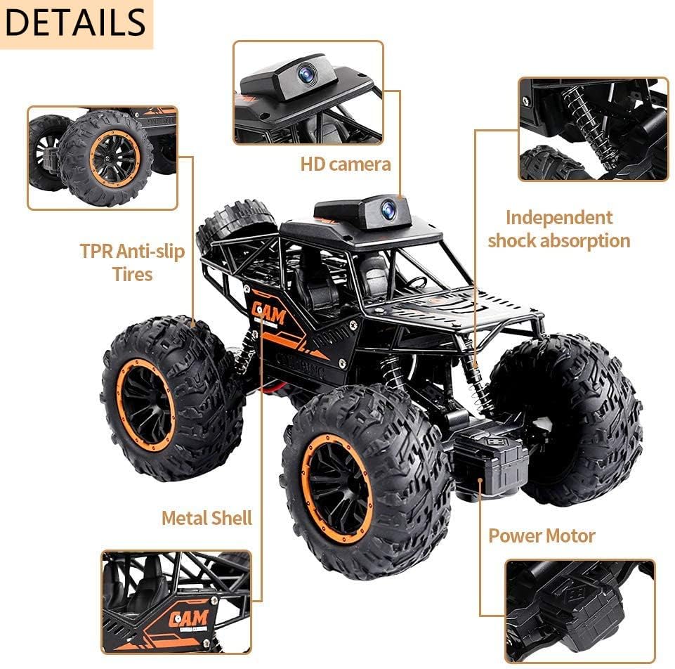 Remote Control Car with Camera, High Speed Alloy Off Road Truck for Kids