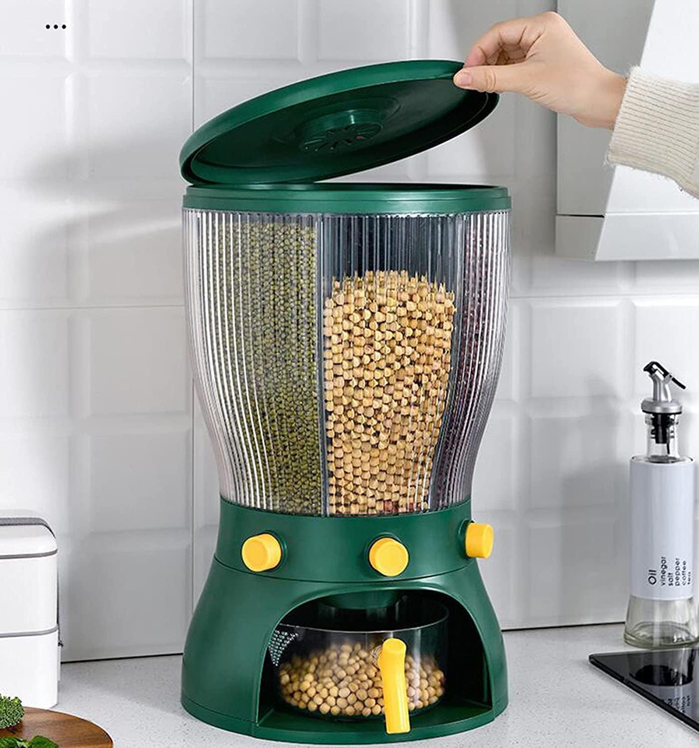 Food Grain Storage Container, Rotating Sealed Rice Bucket Household Grain Storage Box
