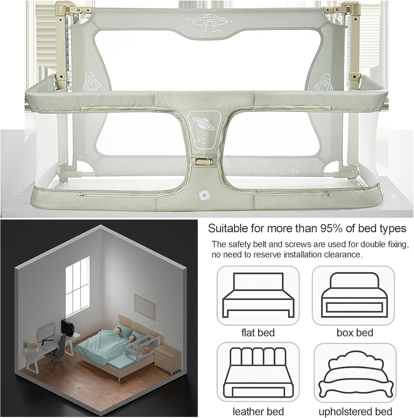 Baby Bedside Sleeper, 3 in 1 Folding Portable Crib