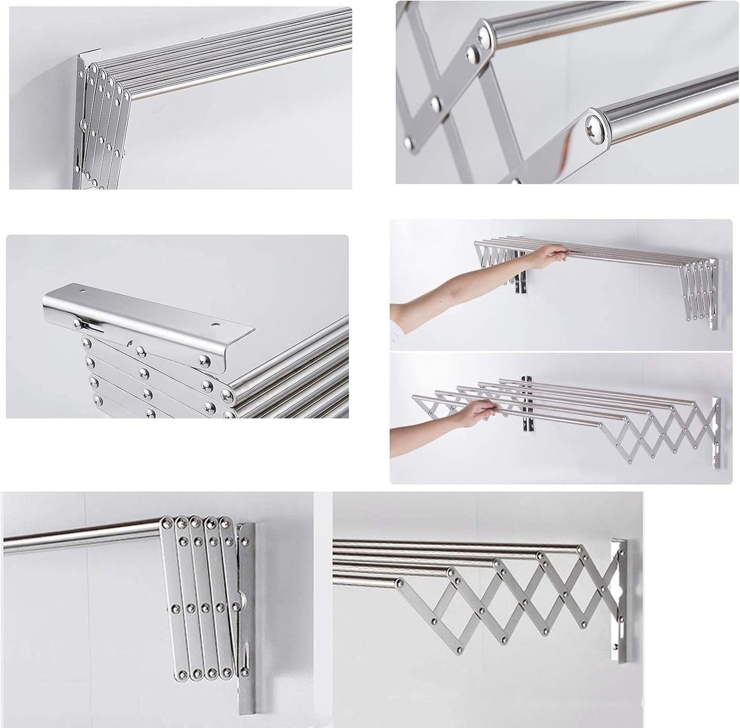 Clothes Airer Towel Rack Folding Retractable Wall Mounted