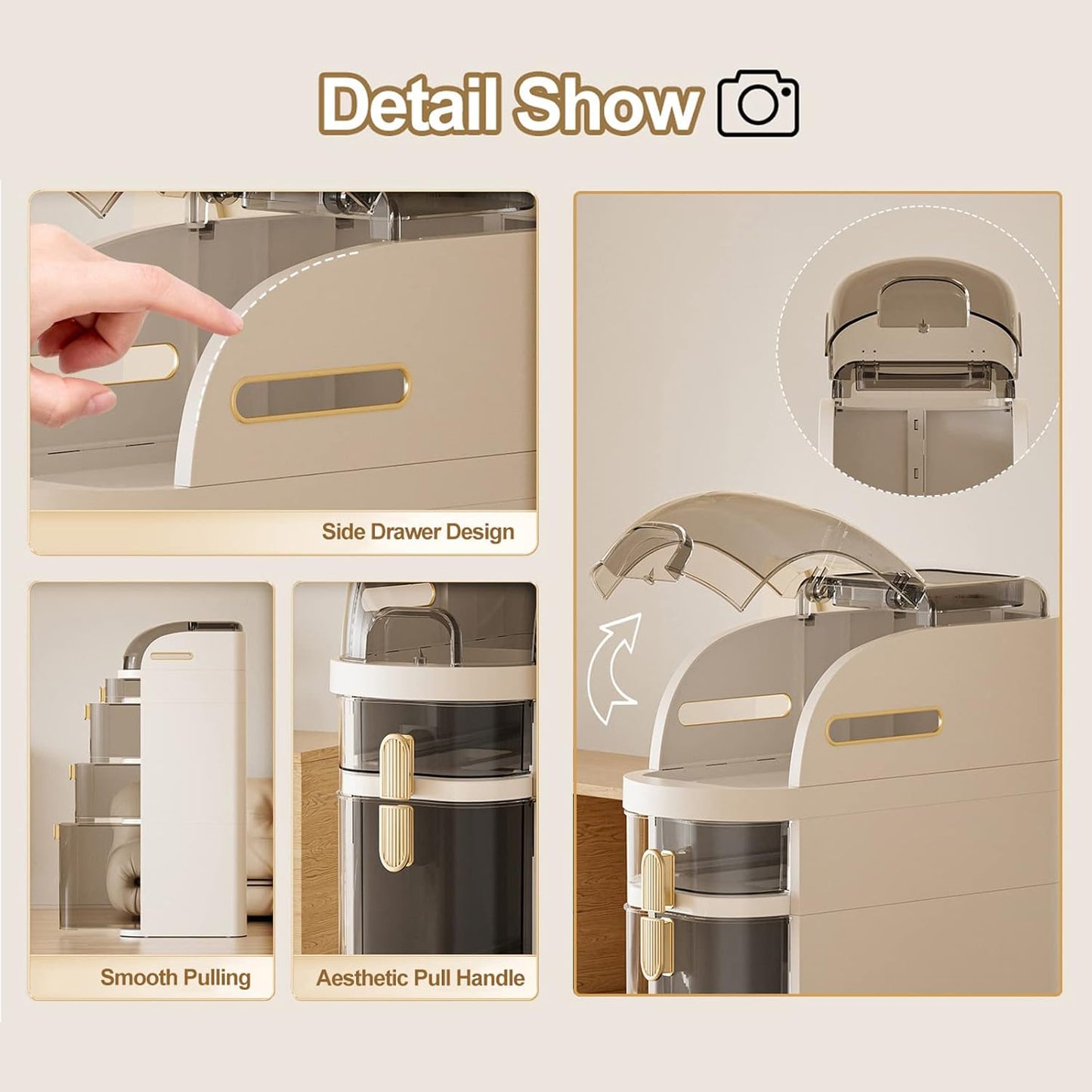 4-Tiers Bathroom Floor Cabinet Narrow Slim Gap Tower Organizer Side Rolling