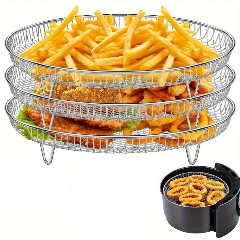 Stainless Steel Air Fryer Basket Set 3Pcs | Delivery: 5 to 10 business days | Limited stocks available | Hurry before Sold Out