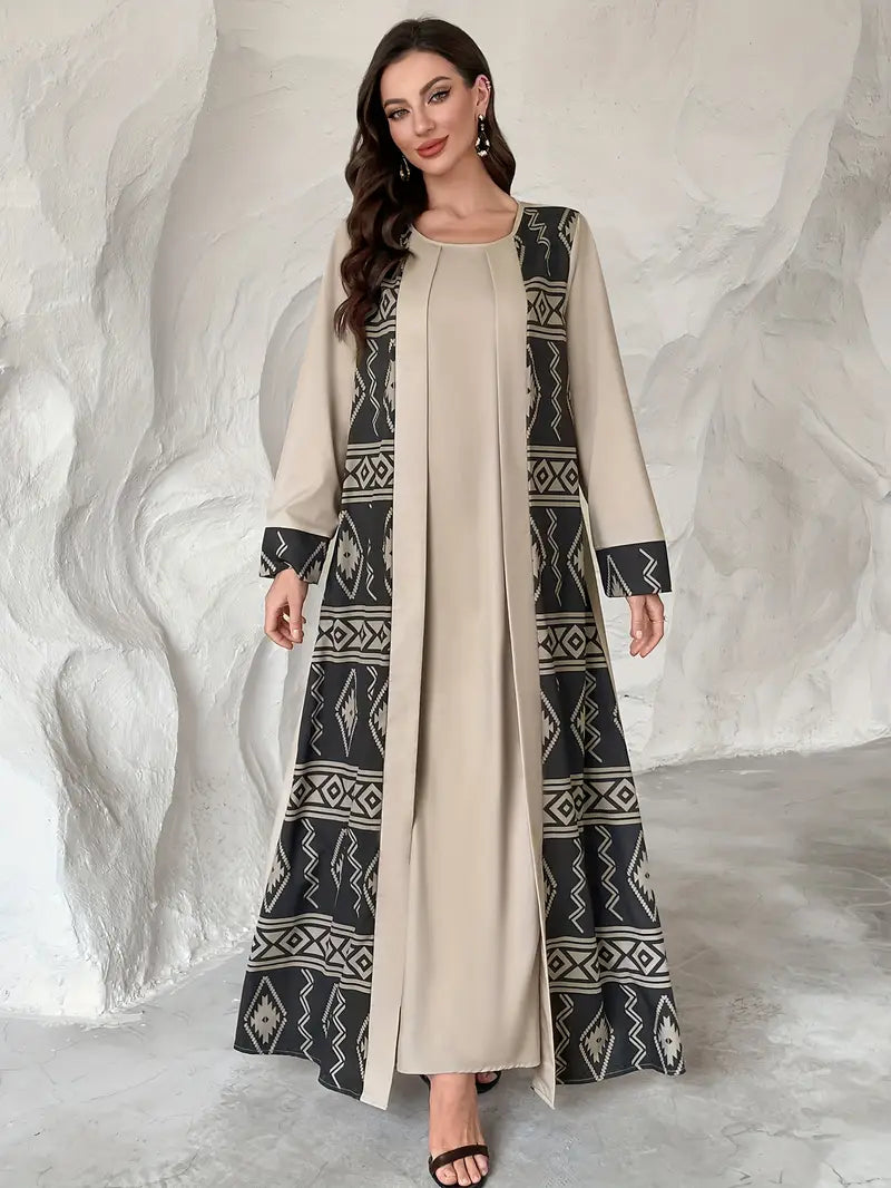 عباية نسائية طويلة أنيقة بتصميم شرقي أوسطي | التوصيل: من ٧ إلى ١٠ أيام عمل | الكمية محدودة | سارعي قبل نفاذ الكمية