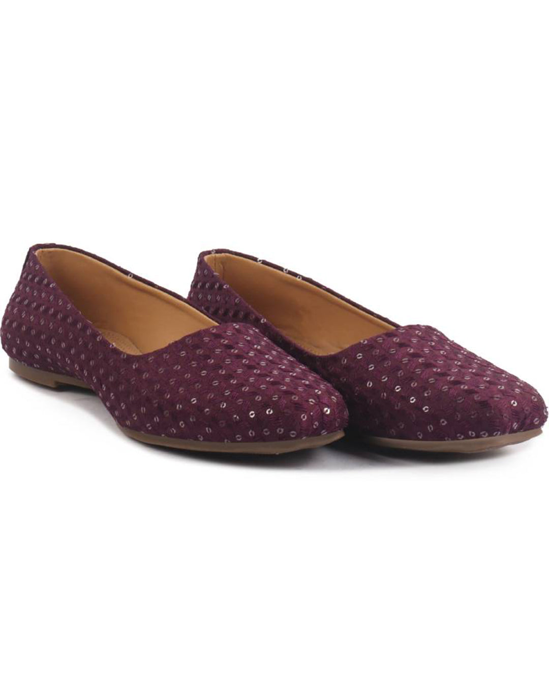 Embroidery Sequin Ethnic Slip On Juttis for Women-KYAMSTORE