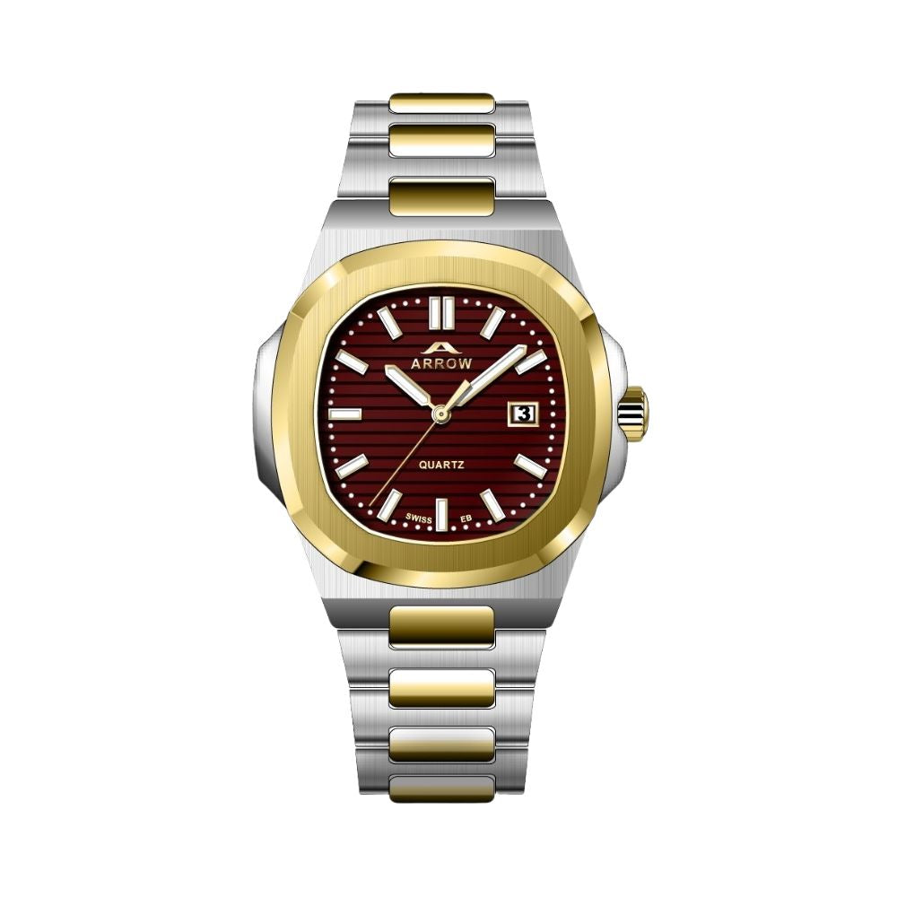 Arrow Luxury Watch For Men | Analog Display With Date | Stainless Steel Strap | With Color Variations (5904)-KYAMSTORE