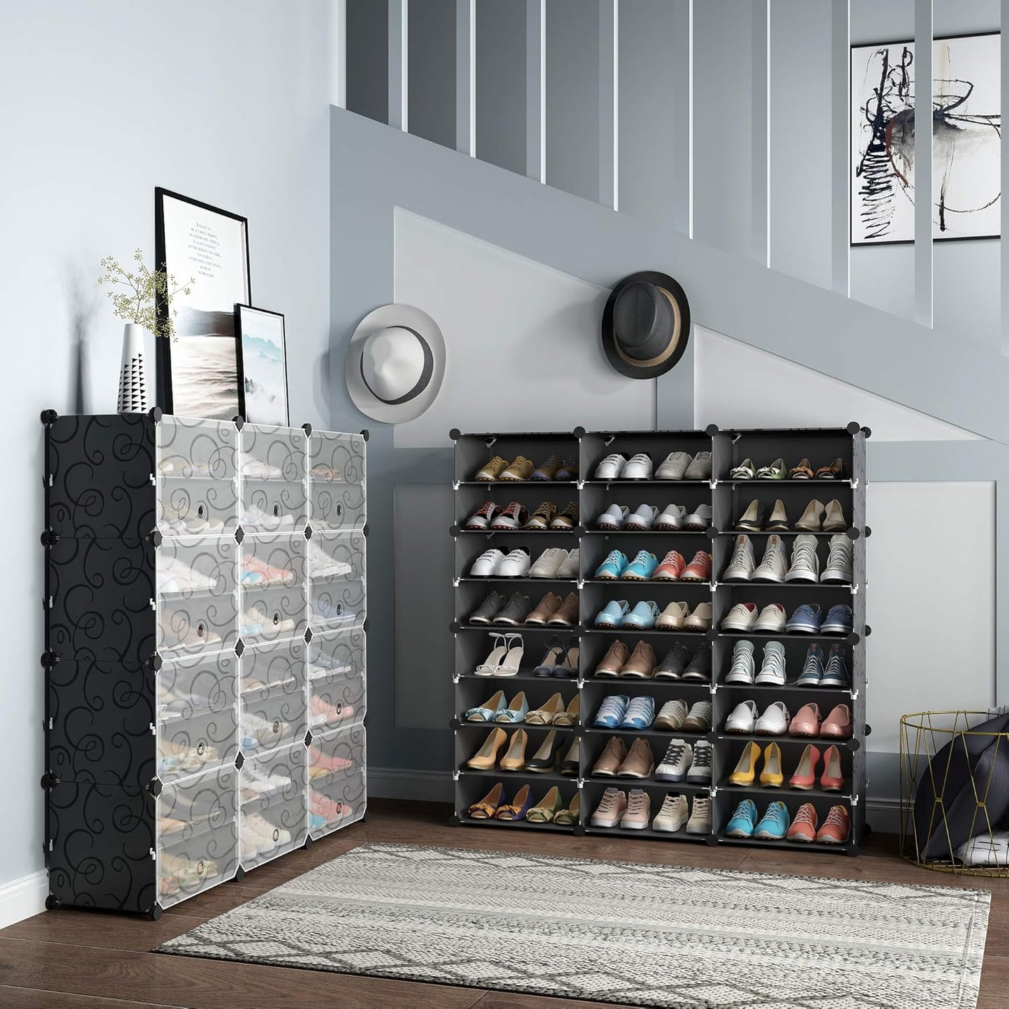 Portable Shoe Rack Organizer 48 Pair Tower Shelf Shoe Storage Cabinet