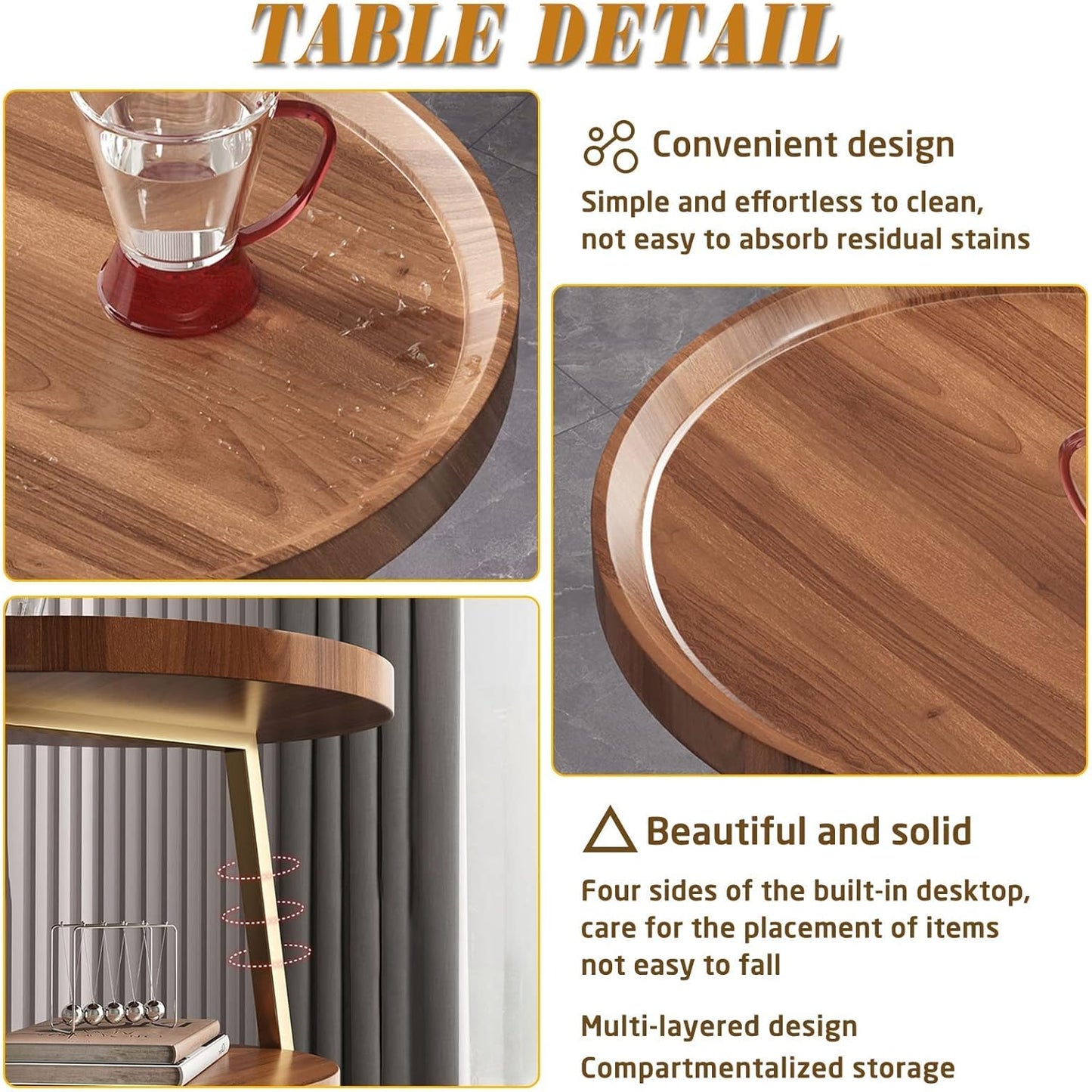 3-Tier Wooden Round Modern Side Table | Limited stocks available