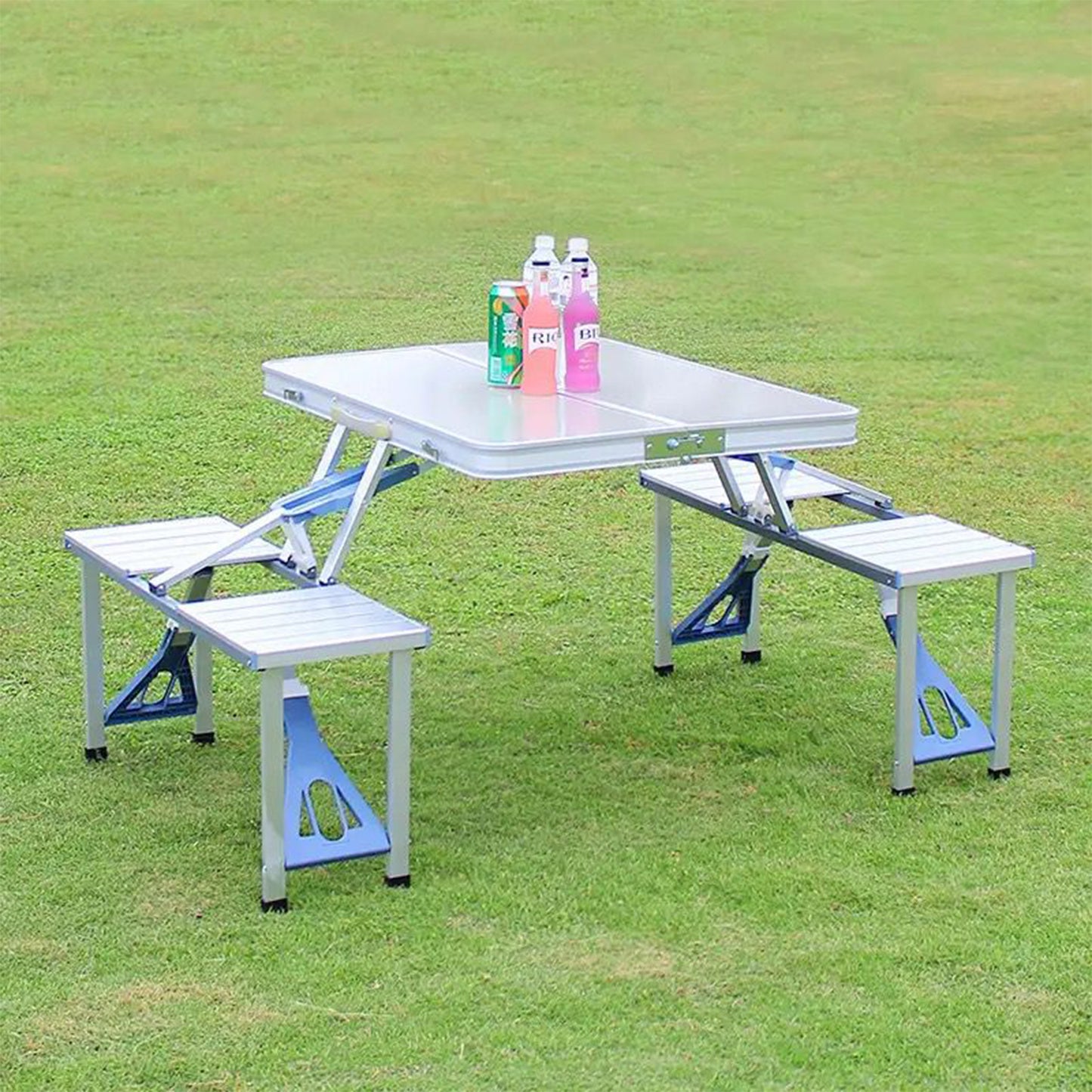 Aluminum Folding Camping Picnic Table with 4 Seats-KYAMSTORE
